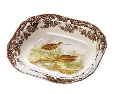 Spode Woodland Open Vegetable Dish 9.5" Snipe In Brown;white