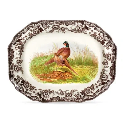 Spode Woodland Platter 19" Pheasant In Brown