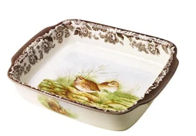 Spode Woodland Rect Hndl Dish 12x9.5" Mld/ql In Brown