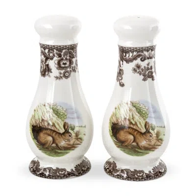 Spode Woodland Salt/pepper Shakers 6.5" Rabt In Brown;green