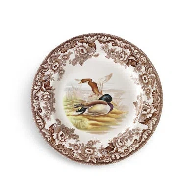Spode Woodland Soup Plate 9" Mallard In Brown;white
