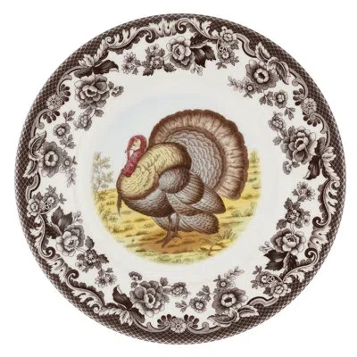 Spode Woodland Turkey Luncheon Plate 9" Turkey In Brown