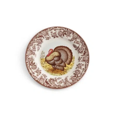 Spode Woodland Turkey Salad Plate 8" Turkey In Brown;white