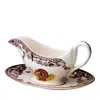 Spode Woodland Turkey Sauce Boat & Stand In Brown