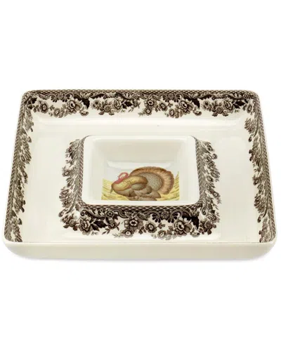 Spode Woodland Turkey Square Chip & Dip