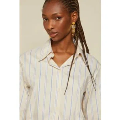 Spoiled Life Ottod'ame Cotton Striped Cropped Shirt In White