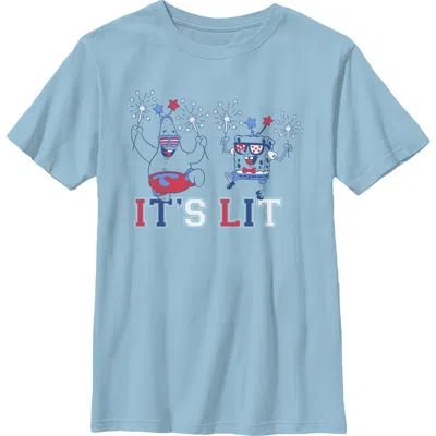 Spongebob Squarepants Kids' Boy's  American Celebration Friends Graphic T-shirt In Blue