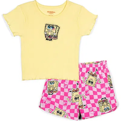 Spongebob Squarepants Kids'  T-shirt And Ribbed Shorts Set In Multi