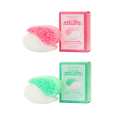 Spongelle Essentials By  Mani Pedi Awaken Set Grapefruit Blush & Green Tea Bliss