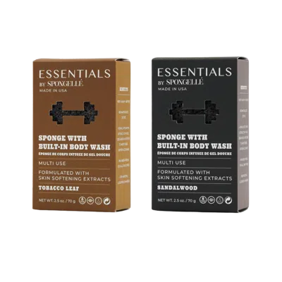 Spongelle Essentials By  Men's Woody Bundle - Tobacco Leaf & Sandalwood In Transparent