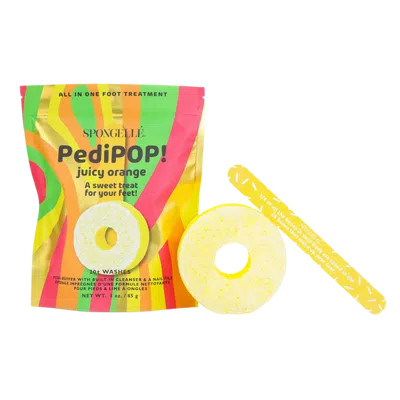 Spongelle Pedi Pop Pedi Buffer & Nail File - Juicy Orange In Yellow