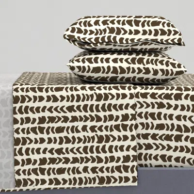 Spoonflower 1 Brown On Cream Vertical Hebrew Cone Shell Design King Sheet Set