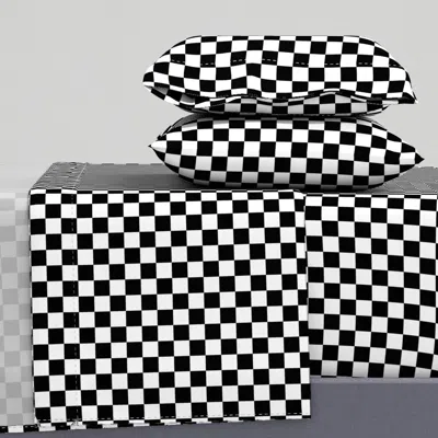 Spoonflower 1 Inch Black And White Checkered Squares (2 Inch Repeat) Queen Sheet Set