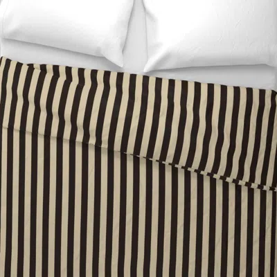 Spoonflower 1'' Stripe  Vertical Victorian Goth Wall Ivory & Coffee Brown One Inch M King Pillow Sha