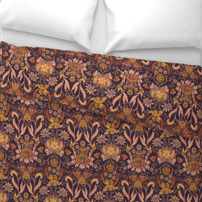 Spoonflower 12 Inch Heritage Medium Handdrawn Sunflowers Tulips Grapes Damask Warm Hues Euro Pillow  In Brown
