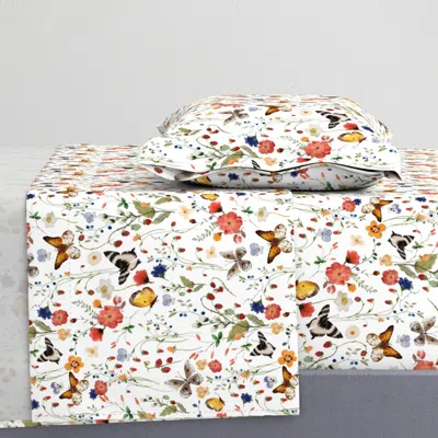Spoonflower 14 Colorful Watercolor Summer Red Blue And Black Berries Florals Twin Sheet Set