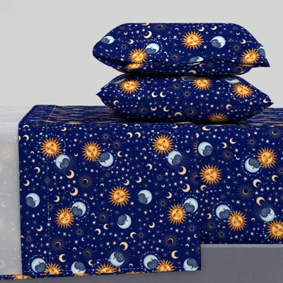 Spoonflower 1473-s Ditsy Retro Sun & Moon Full Sheet Set