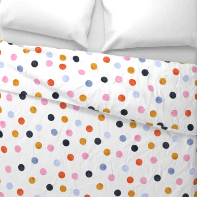 Spoonflower 1.5" Polka Dot Scatter - Blue And Red Multi Wide Cotton Sateen 3.5 oz 26" X 20" Standard Knife Edge