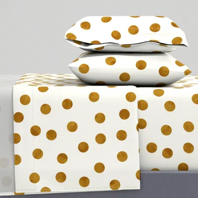 Spoonflower 1.5" Polka Dots - Bronze On Cream Full Sheet Set