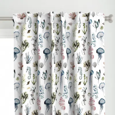 Spoonflower 16" Oceana // White Curtain Panel