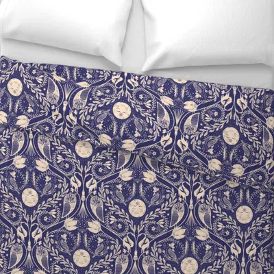 Spoonflower 17' Whimsigothic Night - Nocturnal Folkart Wallpaper And Wide Cotton Sateen 3.5 oz 26" X 20" Standar