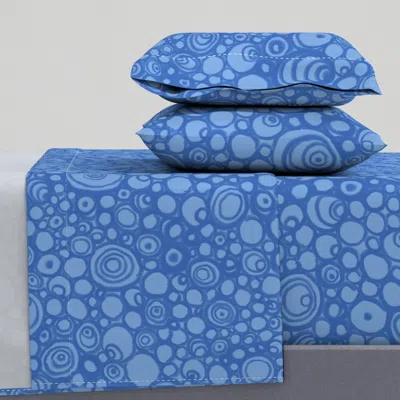 Spoonflower 18- Large Pebbly Beach Circles - Sky Blue Queen Sheet Set
