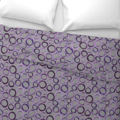 Spoonflower 19-10q Neutral Abstract Purple Circles Gray Linen Wide Cotton Sateen 3.5 oz 26" X 20" Standard Knife
