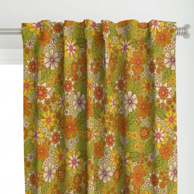 Spoonflower 1960s 1970s Retro Floral Curtain Panel