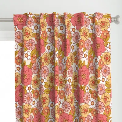 Spoonflower 1970s Florals Textured Curtain Panel