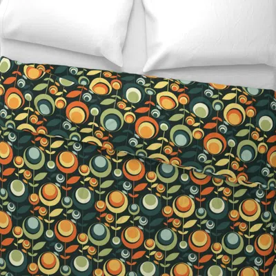 Spoonflower 1970s Flowers - Retro Vintage Floral - Retro Wallpaper And Fabric Wide Cotton Sateen 3.5 oz 26" X 20