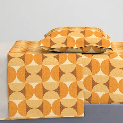 Spoonflower 1970s Retro Geo Semi Circles Sandstone Orange Brown Medium Wallpaper Scale Twin Xl Sheet