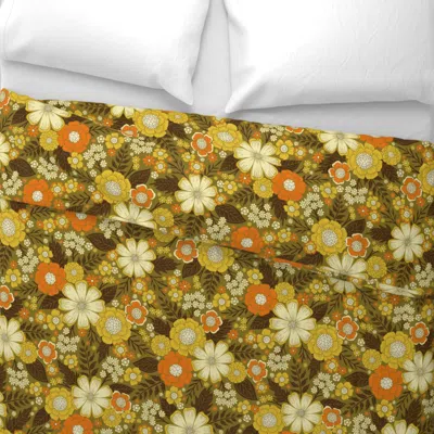 Spoonflower 1970s Retro/vintage Floral Pattern Wide Cotton Sateen 3.5 oz 26" X 20" Standard Knife Edge