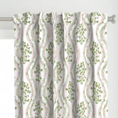 Spoonflower 2 Strawberry Stripe Pink Curtain Panel