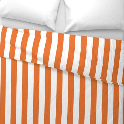 Spoonflower 2" Stripe - Orange And White Wide Cotton Sateen 3.5 oz 26" X 20" Standard Knife Edge