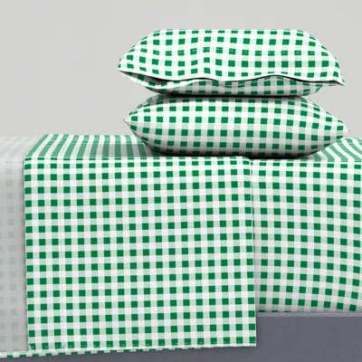 Spoonflower 2/1" Gingham Emerald Green Queen Sheet Set