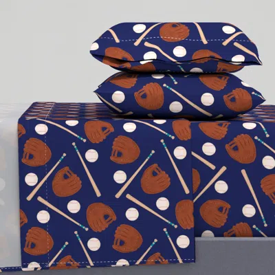 Spoonflower 21062 Baseball King Sheet Set