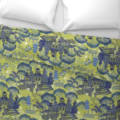 Spoonflower 24x24 Blue Willow Sage Godzilla King Pillow Sham