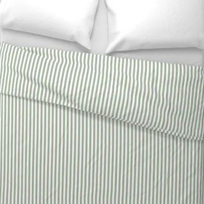 Spoonflower 2/5 Inch Stripe / Dusty Olive Wide Cotton Sateen 3.5 oz 26" X 20" Standard Knife Edge