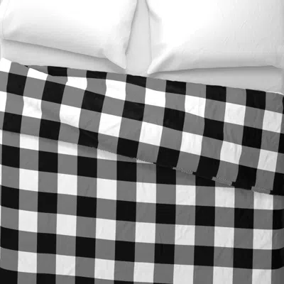 Spoonflower 3" Buffalo Check - Black And White Wide Cotton Sateen 3.5 oz 26" X 20" Standard Knife Edge