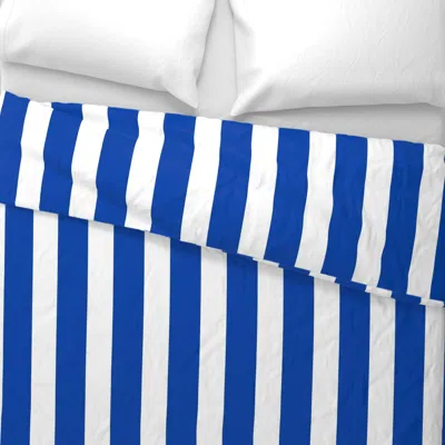 Spoonflower 3" Cobalt Cabana Stripe Wide Cotton Sateen 3.5 oz 26" X 20" Standard Knife Edge
