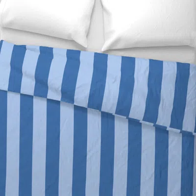 Spoonflower 3 Inch Textured Cabana Stripe Blue Wide Cotton Sateen 3.5 oz 26" X 20" Standard Knife Edge