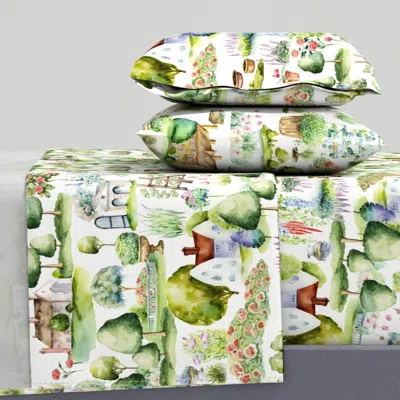 Spoonflower 33 Cute Watercolor British English Garden Landscape Happy Gardening Kingdom Queen Sheet
