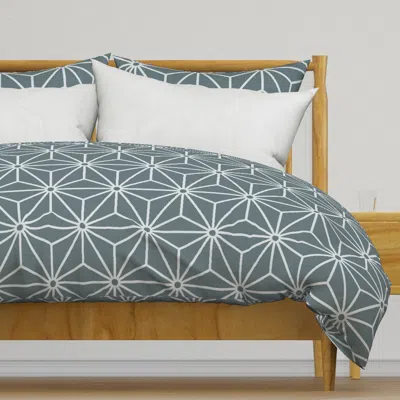 Spoonflower 35 Geometric Stars Japanese Duvet Cover In Gray