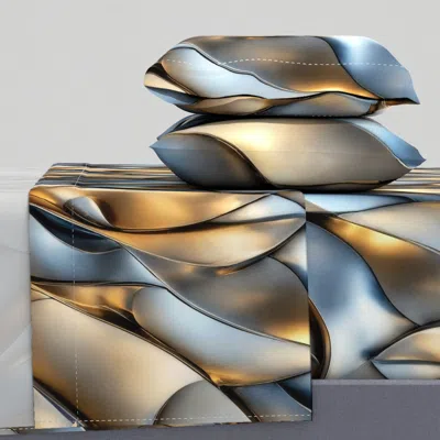 Spoonflower 36" 3d Metallic Silver And Gold Sculptural Tiles - Double-length Oa70690m Queen Sheet Se