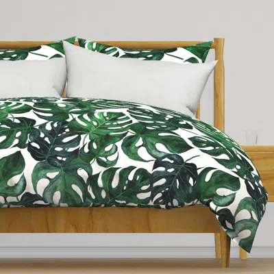 Spoonflower 40 Jumbo Monstera Leaves - Duvet Cover