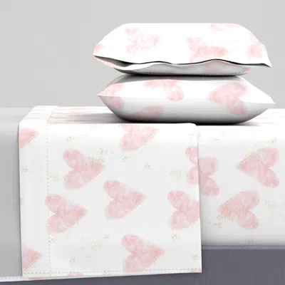 Spoonflower 4.5" Pink Watercolor Hearts And Gold Dust Glitter Hearts Full Sheet Set
