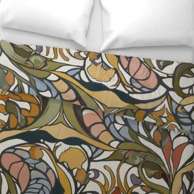 Spoonflower 54" Orange Blue Green Floral Nature Abstract - Large Size Oa71358l Euro Pillow Sham