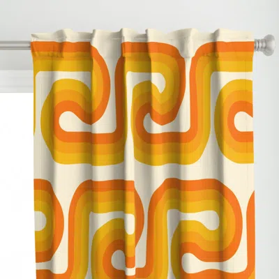 Spoonflower 70s Bold Minimalist Wave Curtain Panel In Yellow