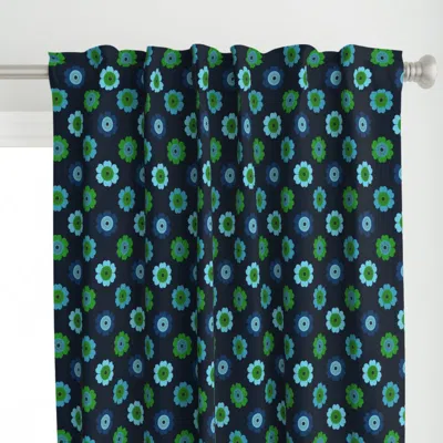 Spoonflower 70s Flower Daisy Retro Curtain Panel