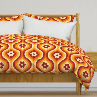 Spoonflower 70s Groovy Daisy Ogee Duvet Cover